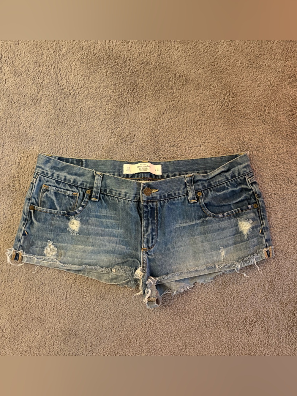 Abercrombie & Fitch Light Blue Distressed Denim Cutoff Shorts